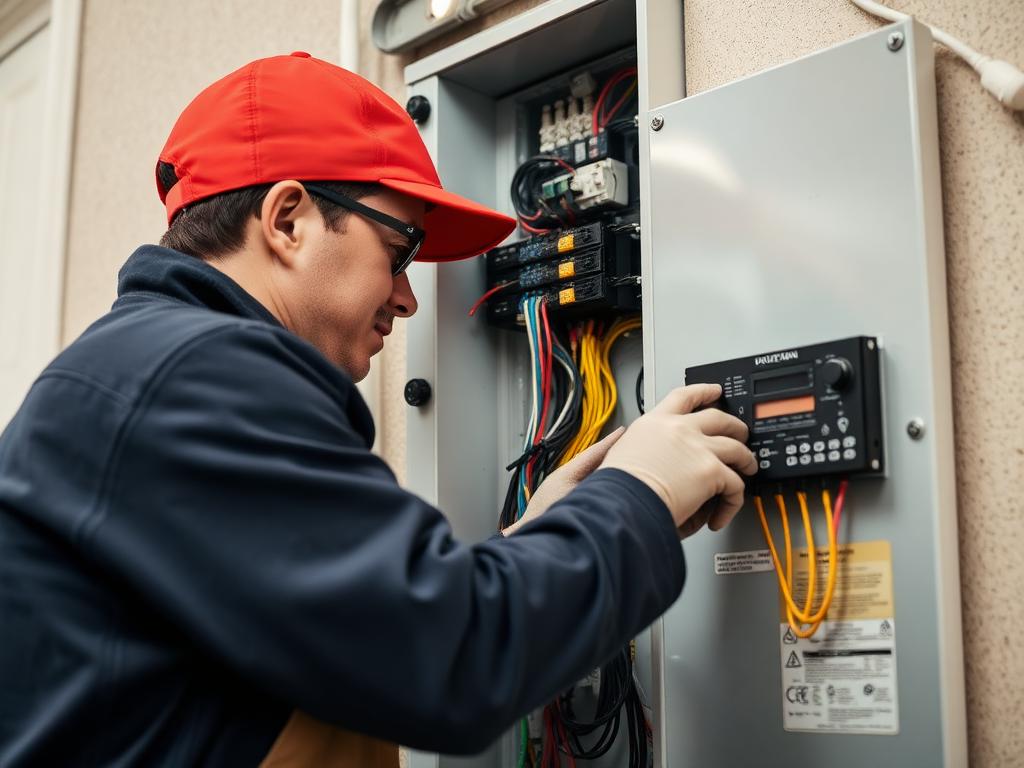 Close-up of an outdated residential breaker panel